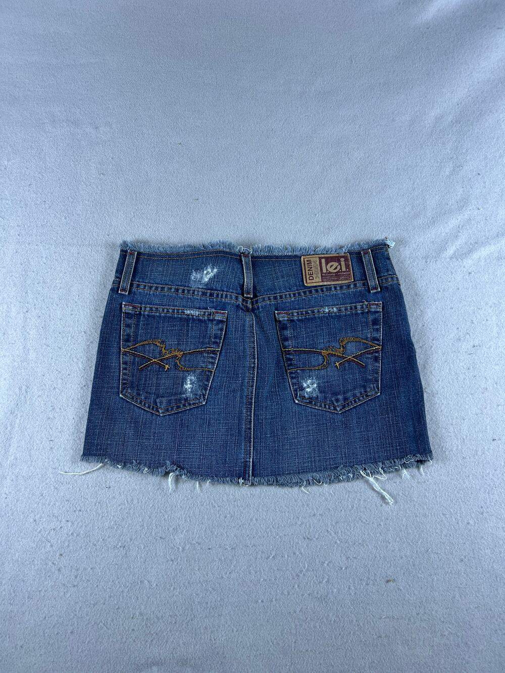 Vintage Y2K LEI Micro Mini Skirts Women 28 Blue Low Rise Cut Off Distressed Edgy
